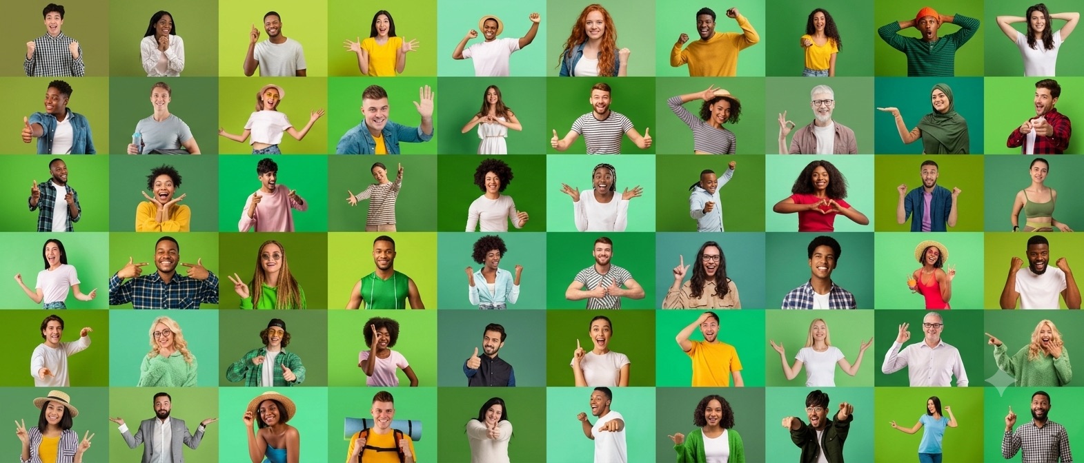 Collage mit Porträts von Menschen aus vielen Ländern